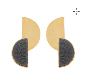 Black Onyx Half-Moon Earrings – Modern Gold-Plated Studs