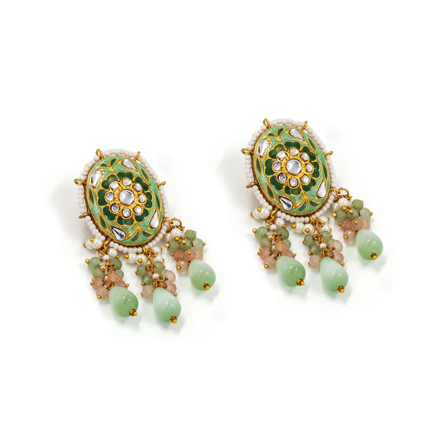 Olive Green Meenakari Polki Choker Set – Kundan & Beaded Tassels