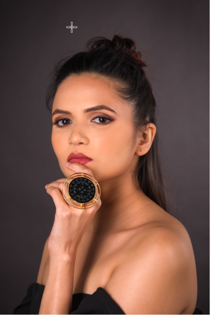 Black Onyx Engraved Statement Ring – Gold-Plated Adjustable Cocktail Ring