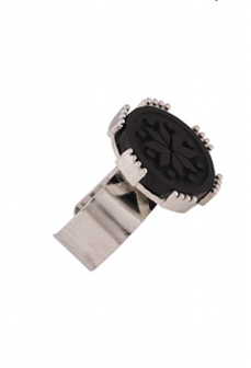 Black Onyx Engraved Ring – Silver-Toned Adjustable Band